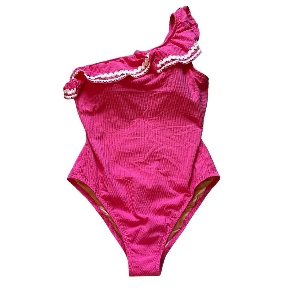 J. Crew pink one shoulder one piece swimsuit - size 10